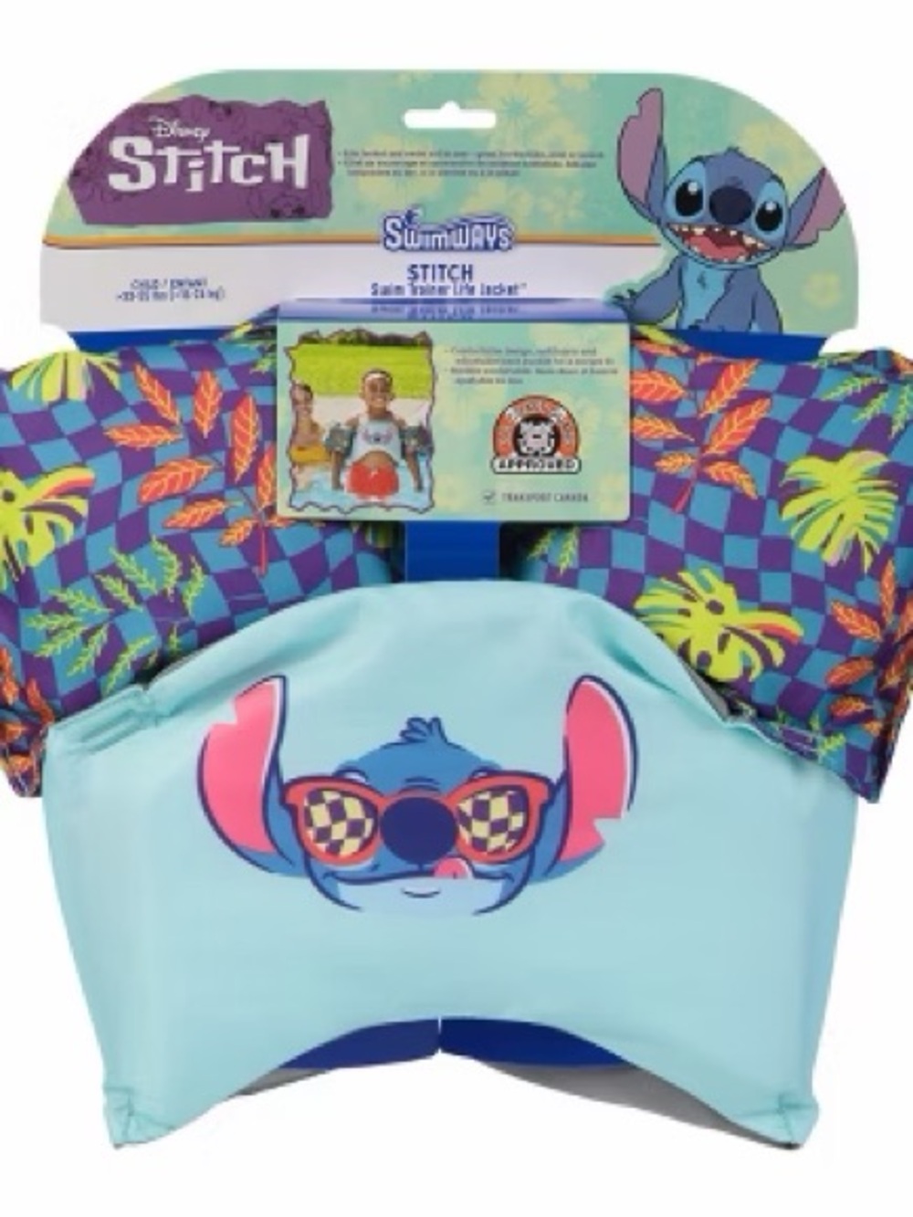 Disney Kids Swim Rashguard - Aqua, Purple & Pink Stitch Design